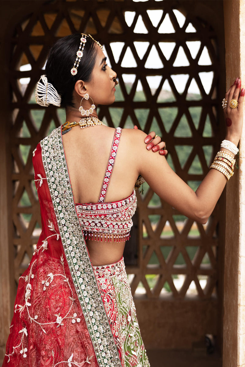 Eclipsed Ruby Wedding Lehenga