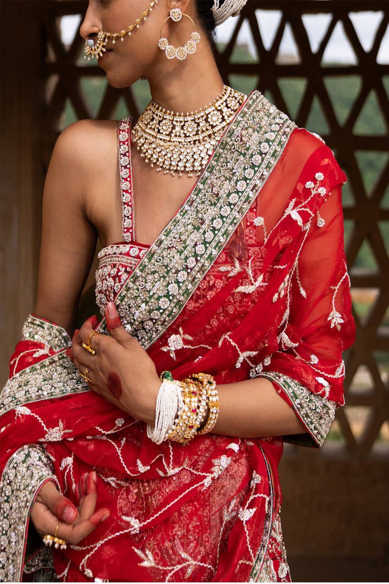 Eclipsed Ruby Wedding Lehenga