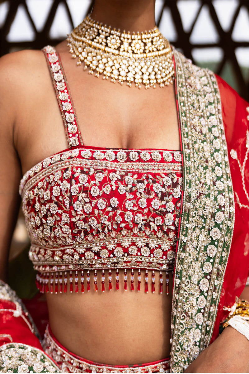 Eclipsed Ruby Wedding Lehenga