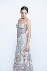Aurora Bloom Embroidered Corset Gown