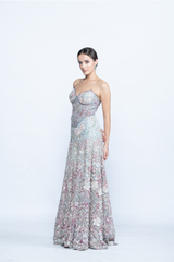 Aurora Bloom Embroidered Corset Gown