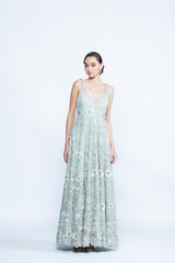 Aurora Mint Floral Evening Gown
