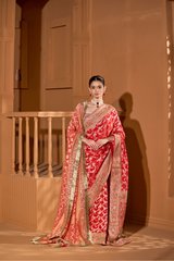 Crimson Elegance Banarasi Saree