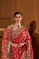 Crimson Elegance Banarasi Saree