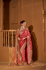 Crimson Elegance Banarasi Saree