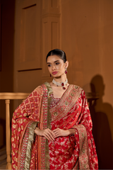 Crimson Elegance Banarasi Saree