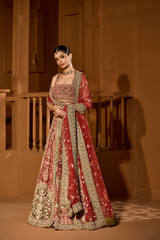 Eclipsed Ruby Wedding Lehenga