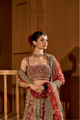 Eclipsed Ruby Wedding Lehenga