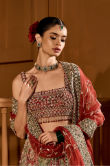 Eclipsed Ruby Wedding Lehenga