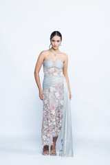 Ice Bloom Embroidered Drape Dress