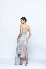 Ice Bloom Embroidered Drape Dress