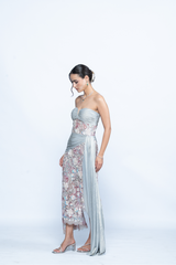 Ice Bloom Embroidered Drape Dress