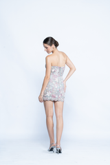 Iridescent Bloom Strapless Mini Dress