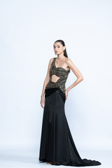 Noir Éclat One-Shoulder Gown