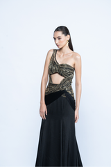 Noir Éclat One-Shoulder Gown