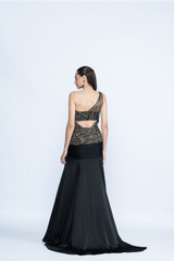 Noir Éclat One-Shoulder Gown