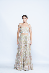 Opaline Blossom Metallic Organza Ensemble