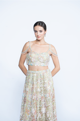 Opaline Blossom Metallic Organza Ensemble
