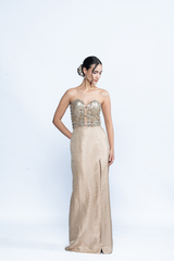 Opaline Crystal Corset Slit Gown