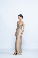 Opaline Crystal Corset Slit Gown