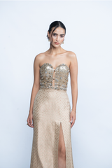 Opaline Crystal Corset Slit Gown