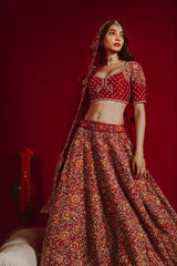 Crimson Cascade Lehenga