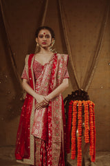 Crimson Elegance Banarasi Saree