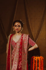 Crimson Elegance Banarasi Saree