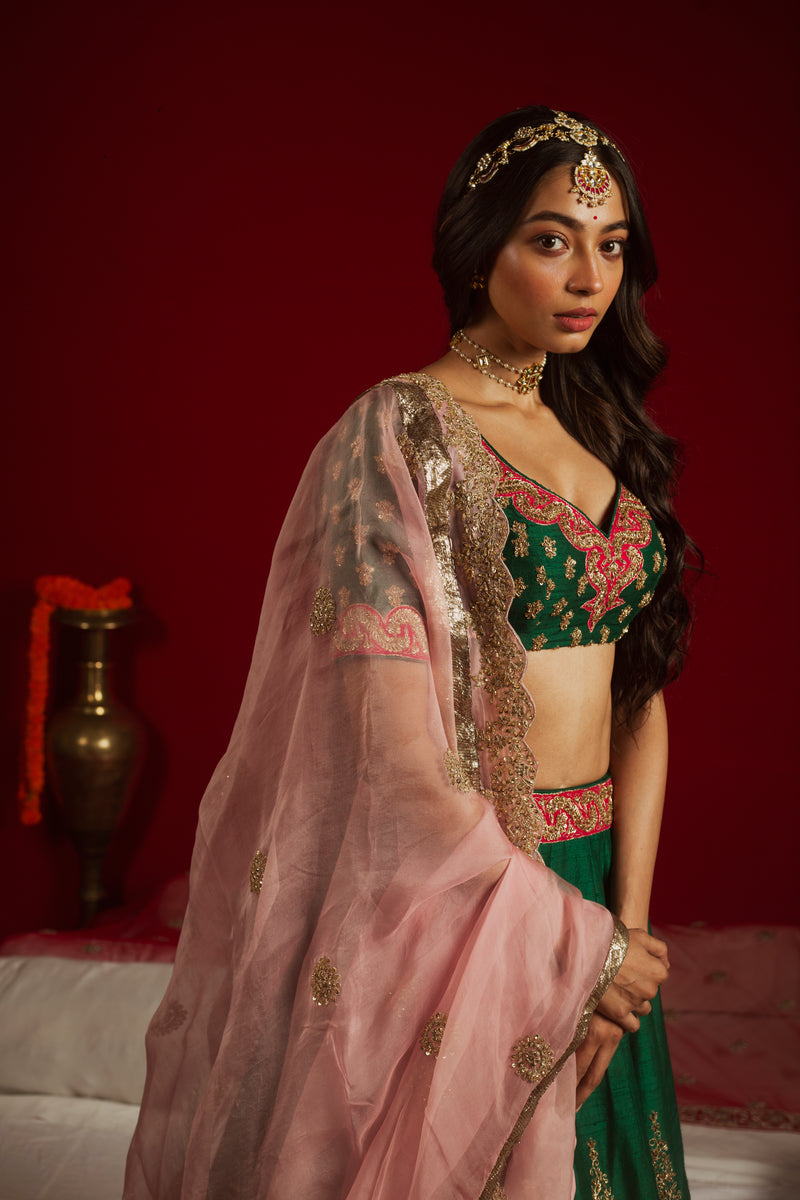 Emerald Blush Enchantment Lehenga