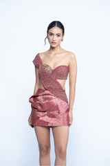 Ruby Banarasi Brocade Draped Mini Dress