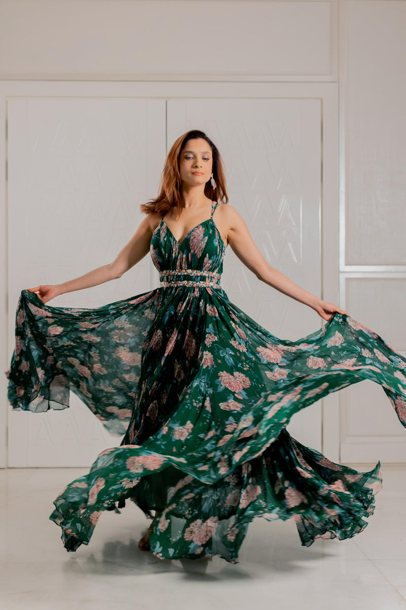Emerald Blossom Enchantment Gown