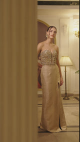 Opaline Crystal Corset Slit Gown