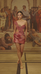 Ruby Banarasi Brocade Draped Mini Dress
