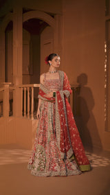 Eclipsed Ruby Wedding Lehenga