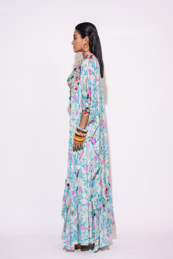 Light Blue Kaftan with Palazzo Set