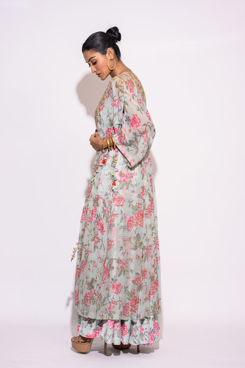 Mint Kaftan with Pallazzo Set