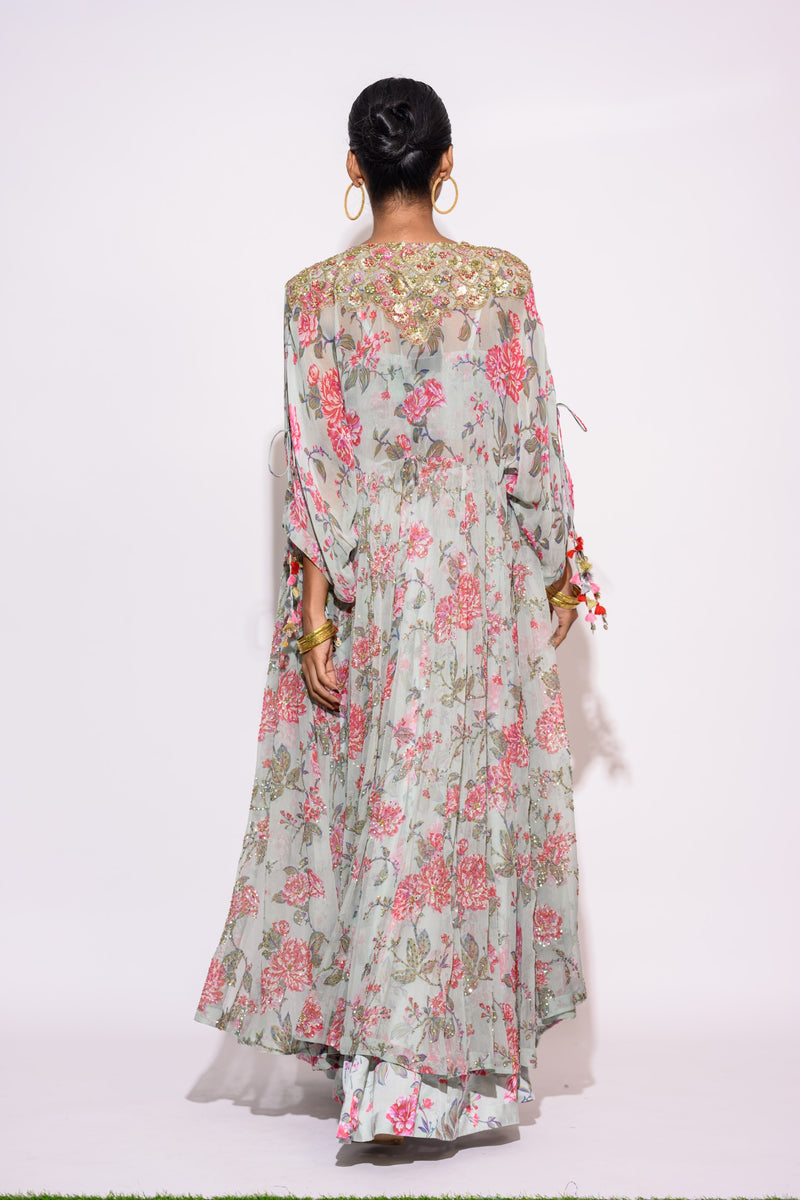 Mint Kaftan with Pallazzo Set