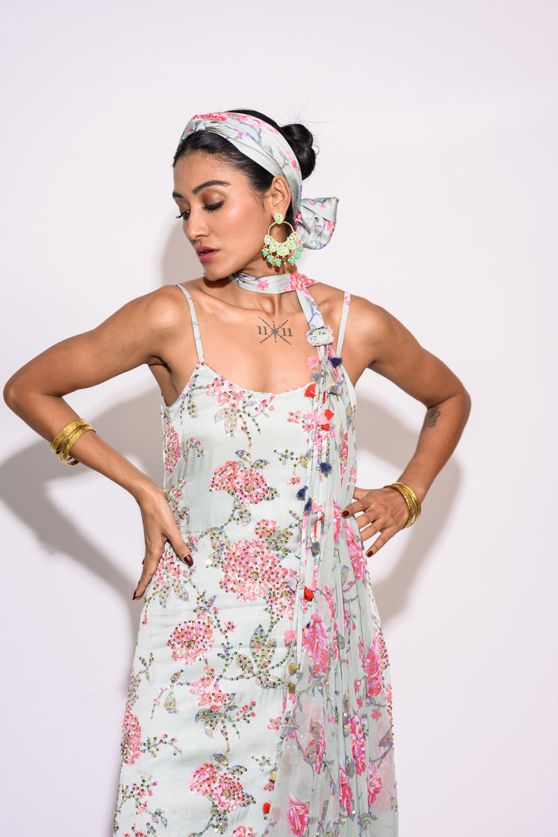 Mint Sharara Set