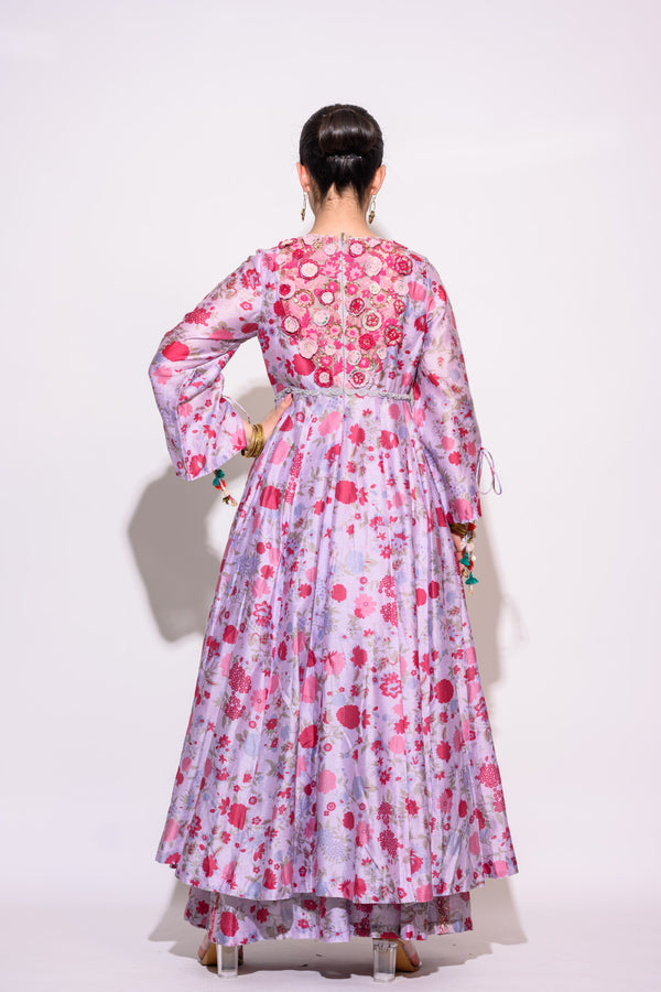Printed Lilac Silk full set