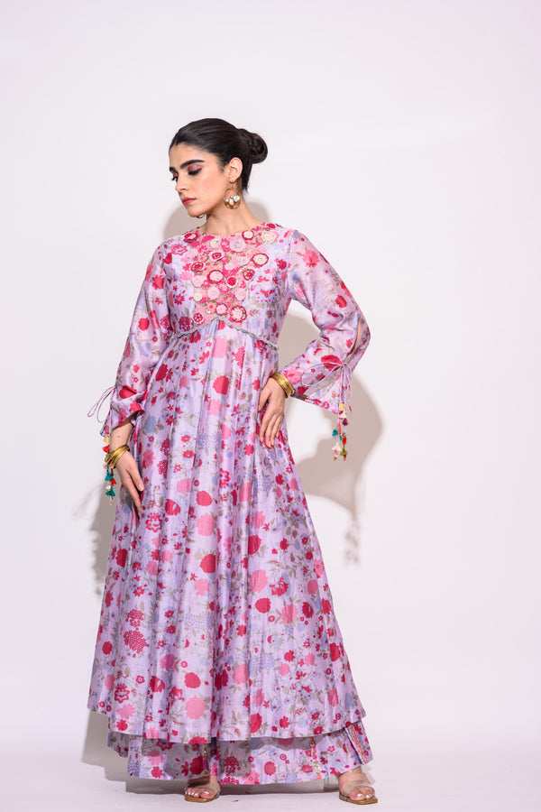 Printed Lilac Silk full set
