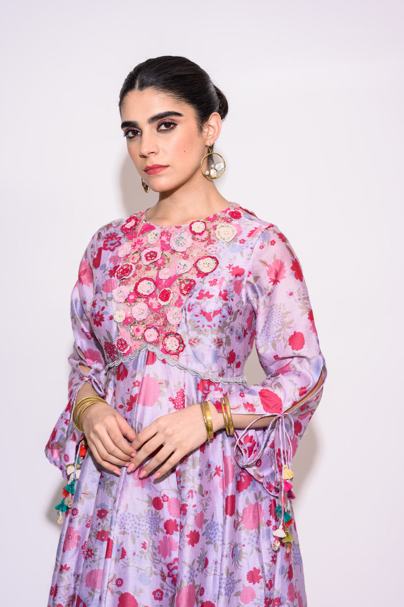 Printed Lilac Silk full set