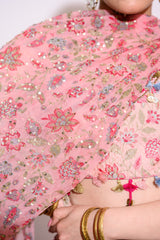 Printed Pink Lehenga with Chiffon dupatta