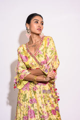 Yellow Printed Skirt Set